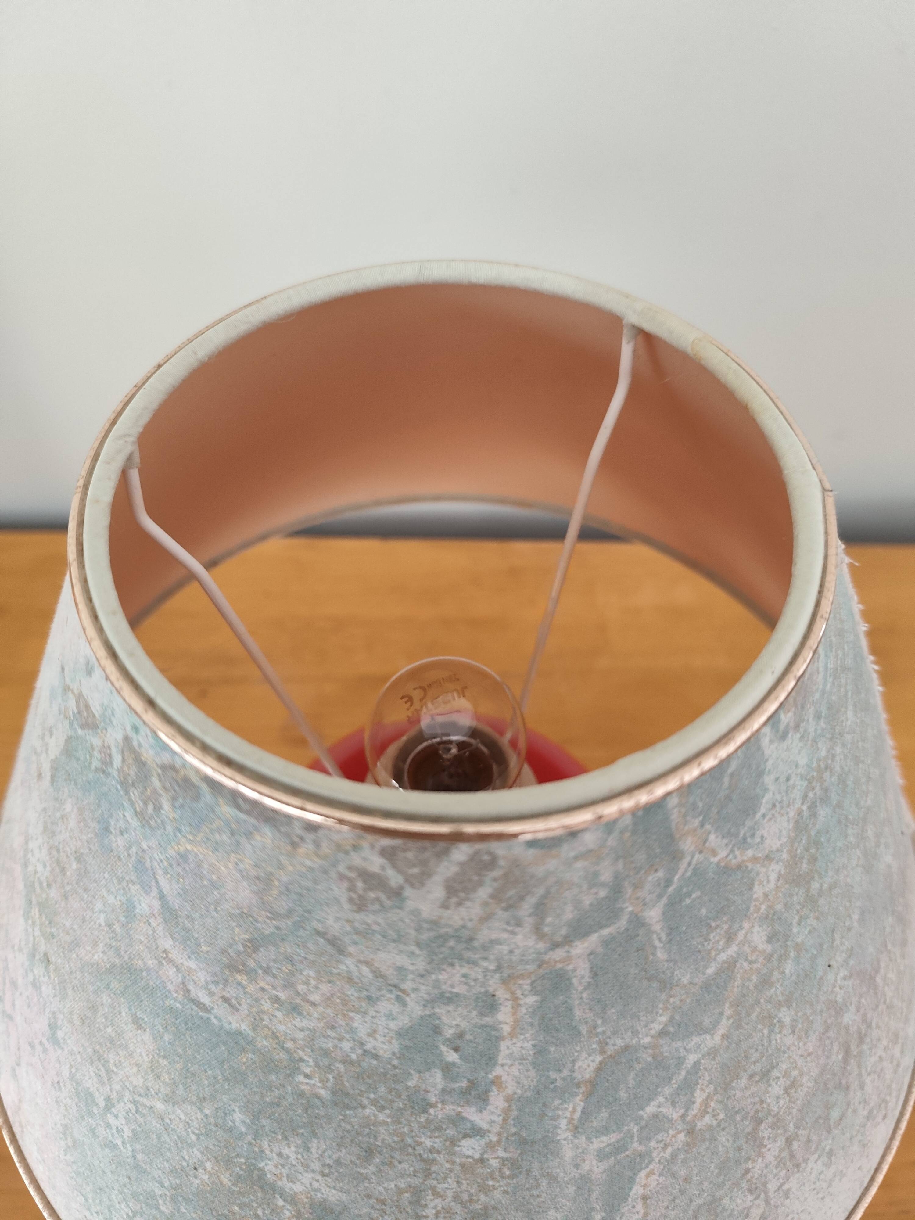 Vintage ceramic lamp with a patinated shade