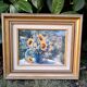 Original sunflower canvas signed by the French painter Roger Bolzonello 39 cm x 33 cm