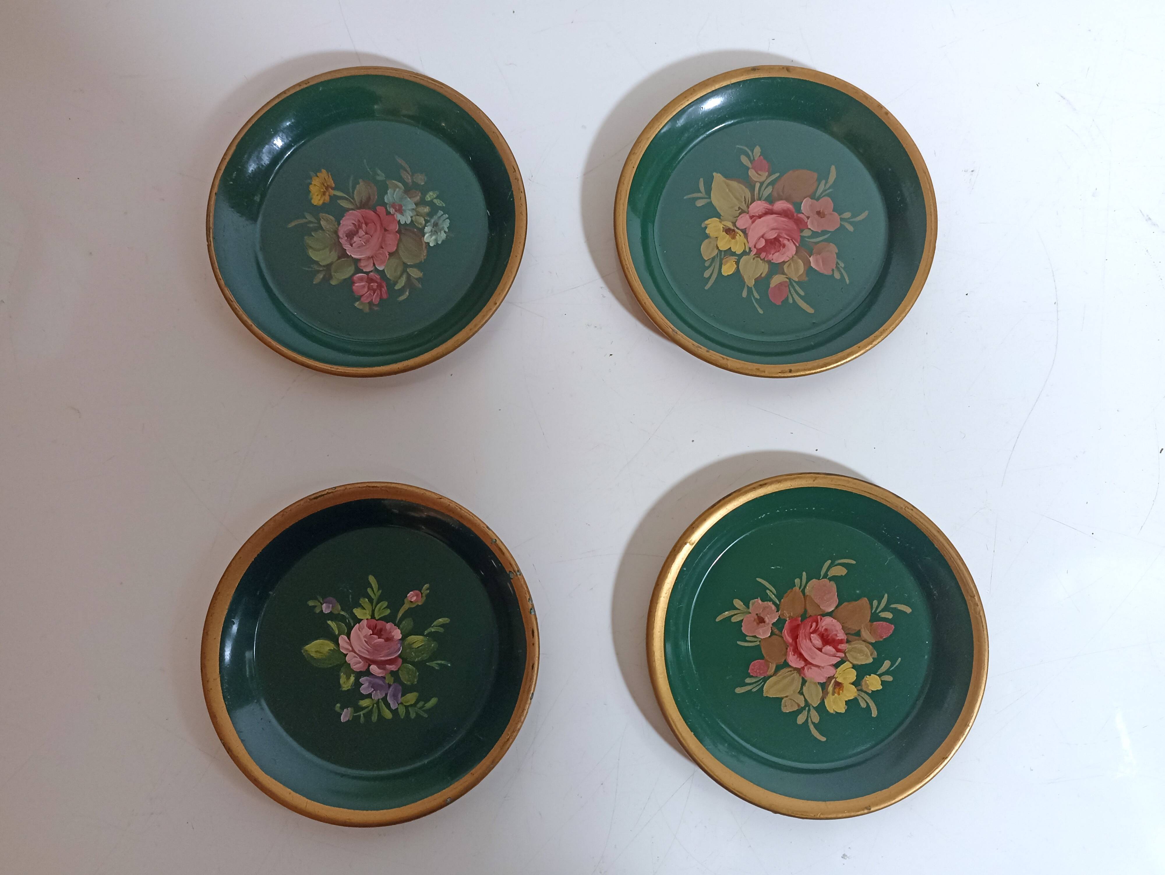Lot de 4 dessous de verre vintage verts