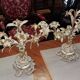 Pair of Louis XV Rocaille Style Candle Holders in Gilded Bronze and Marble