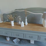 Console 5 drawers 1 re-enchanted tablet in gray green wooden top
