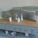 Console 5 drawers 1 re-enchanted tablet in gray green wooden top