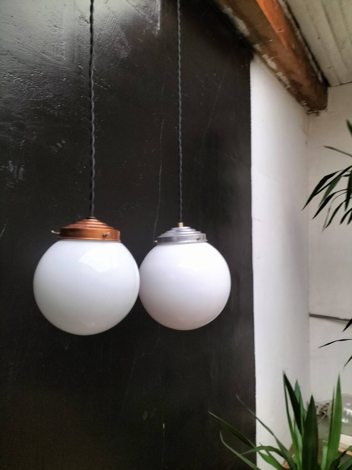 Opaline glass ball pendant lights