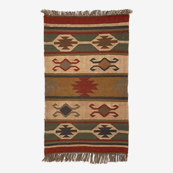 Jute Handwoven Kilim Runner Carpet, Rug, 75 x 120 cm