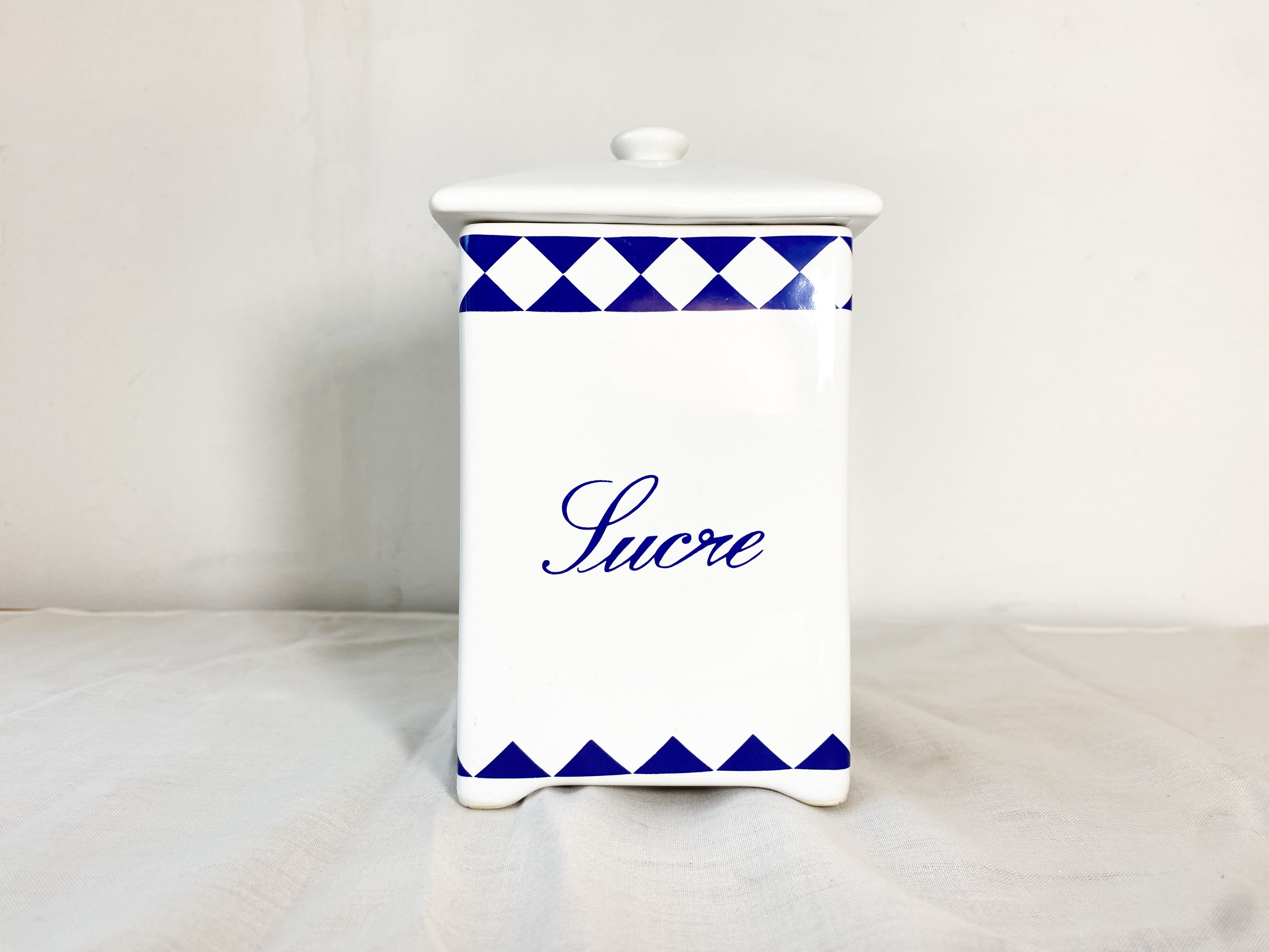 Set of 3 spice jars blue and white porcelain