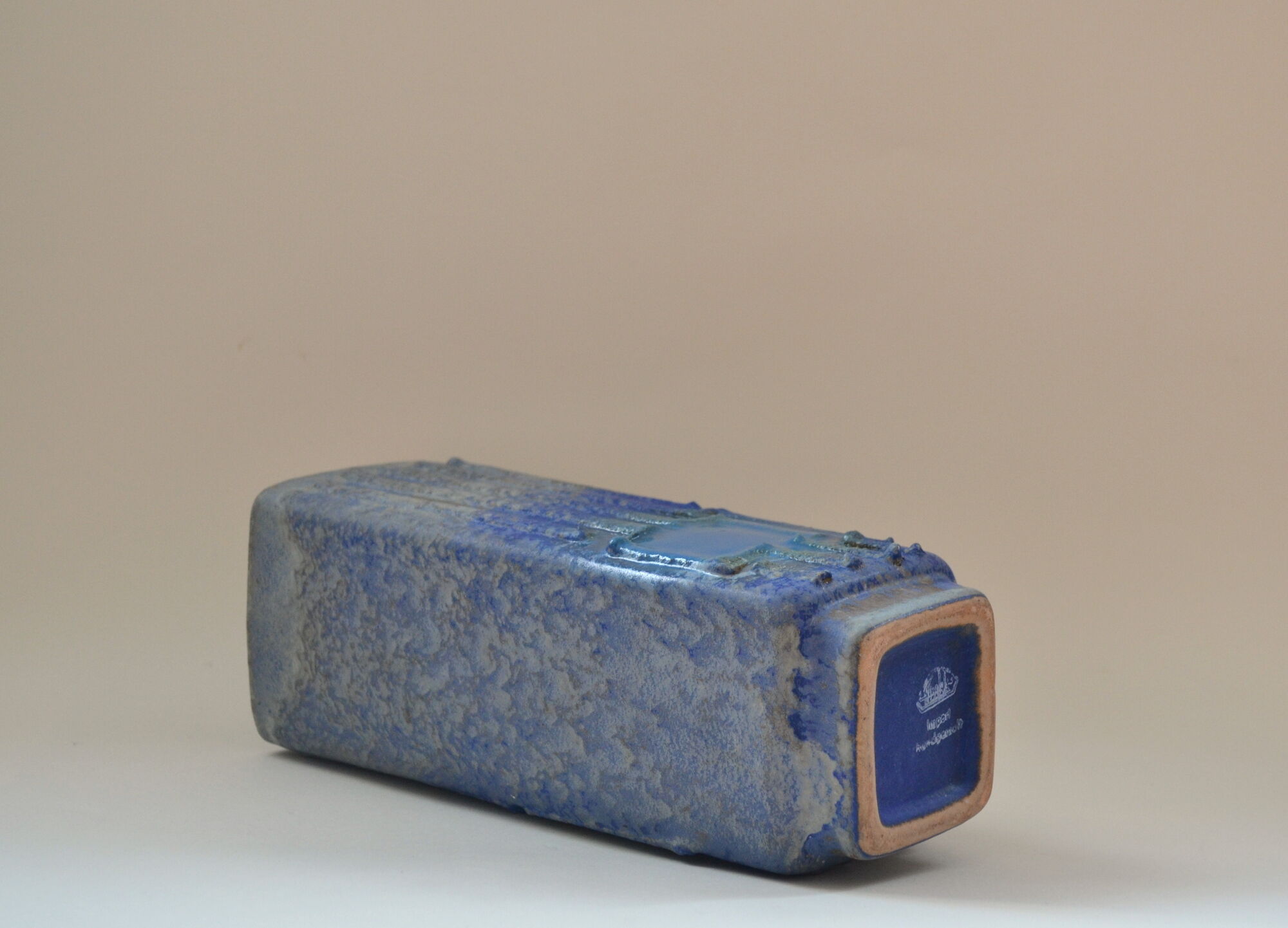 Vase fat lava blue - Strehla Keramik, made in West Germany 1970