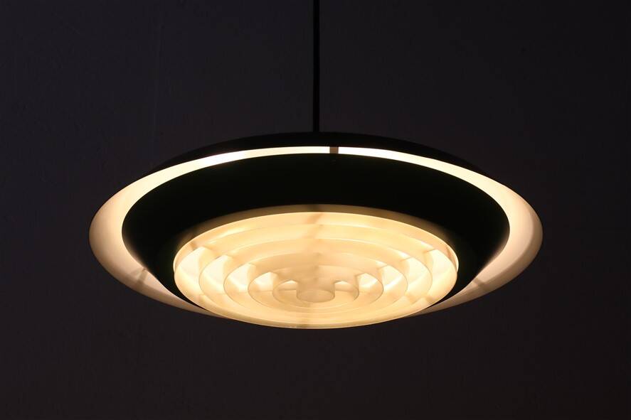 Rare big Lyfa Space Age pendant lamp / Mid-century Danish modern design / 1960s / 1970s / green