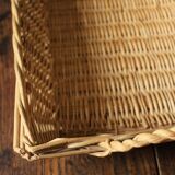 Vintage rectangular wicker basket with two handles