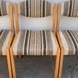 Suite of 4 chairs self beech brass and wool 1960