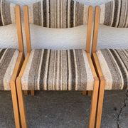 Suite de 4 chaises self hêtre laiton et laine 1960