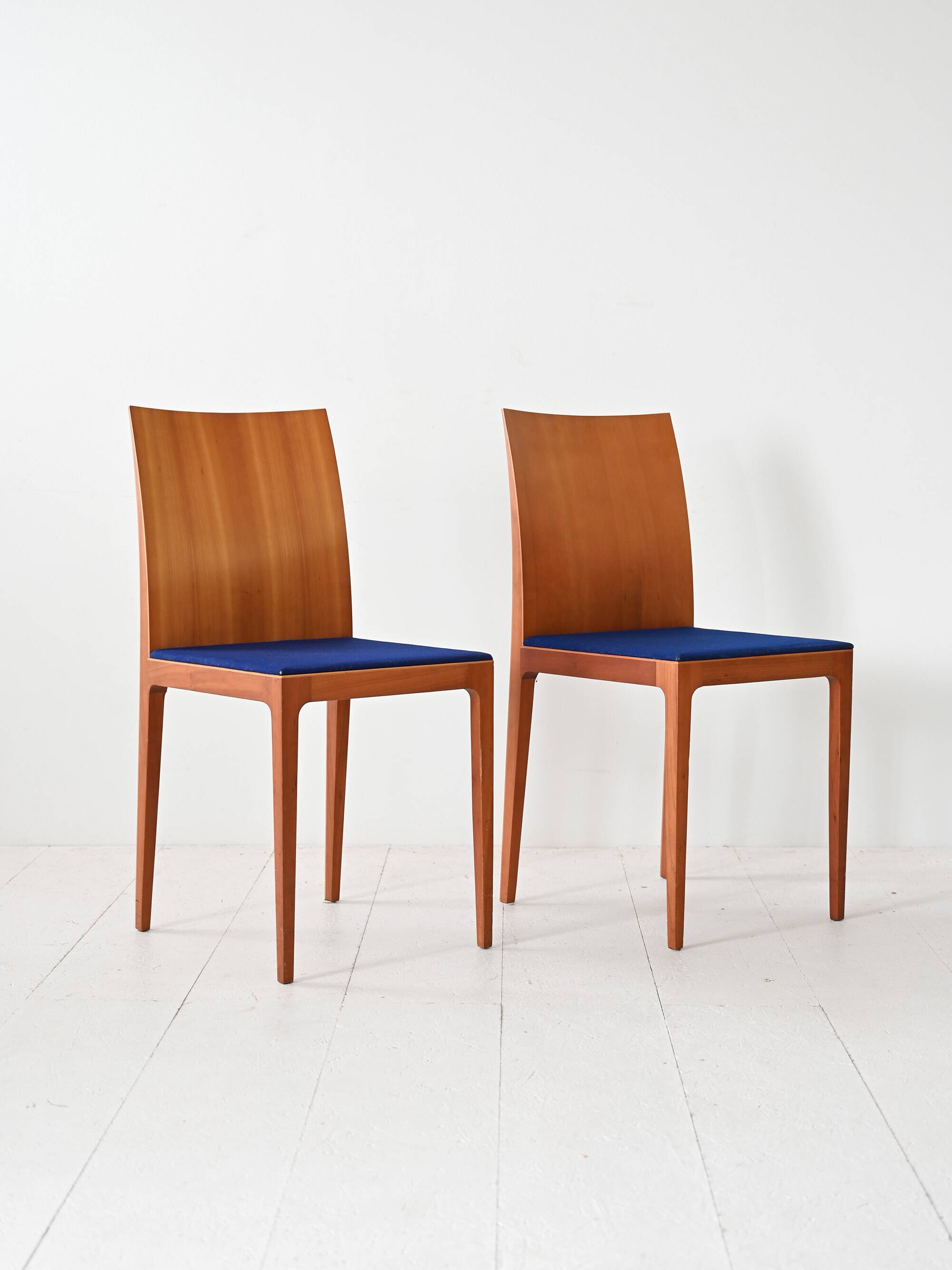 Pair of Scandinavian chairs with blue seats