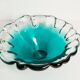 Blue aqua crystal glass bowl, mid-century, Italy, 1970s.