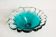 Blue aqua crystal glass bowl, mid-century, Italy, 1970s.