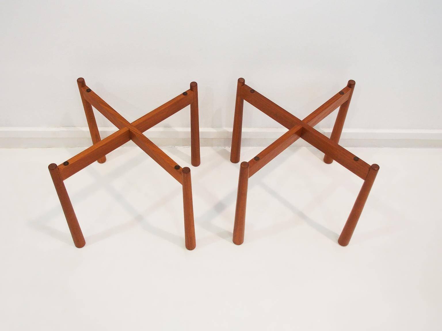 Pair of round teak side tables attributed to Jens Harald Quistgaard.