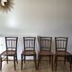 set of 4 bistro chairs in turned wood and canework stamped early 20th century