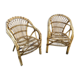 Paire de fauteuils en rotin