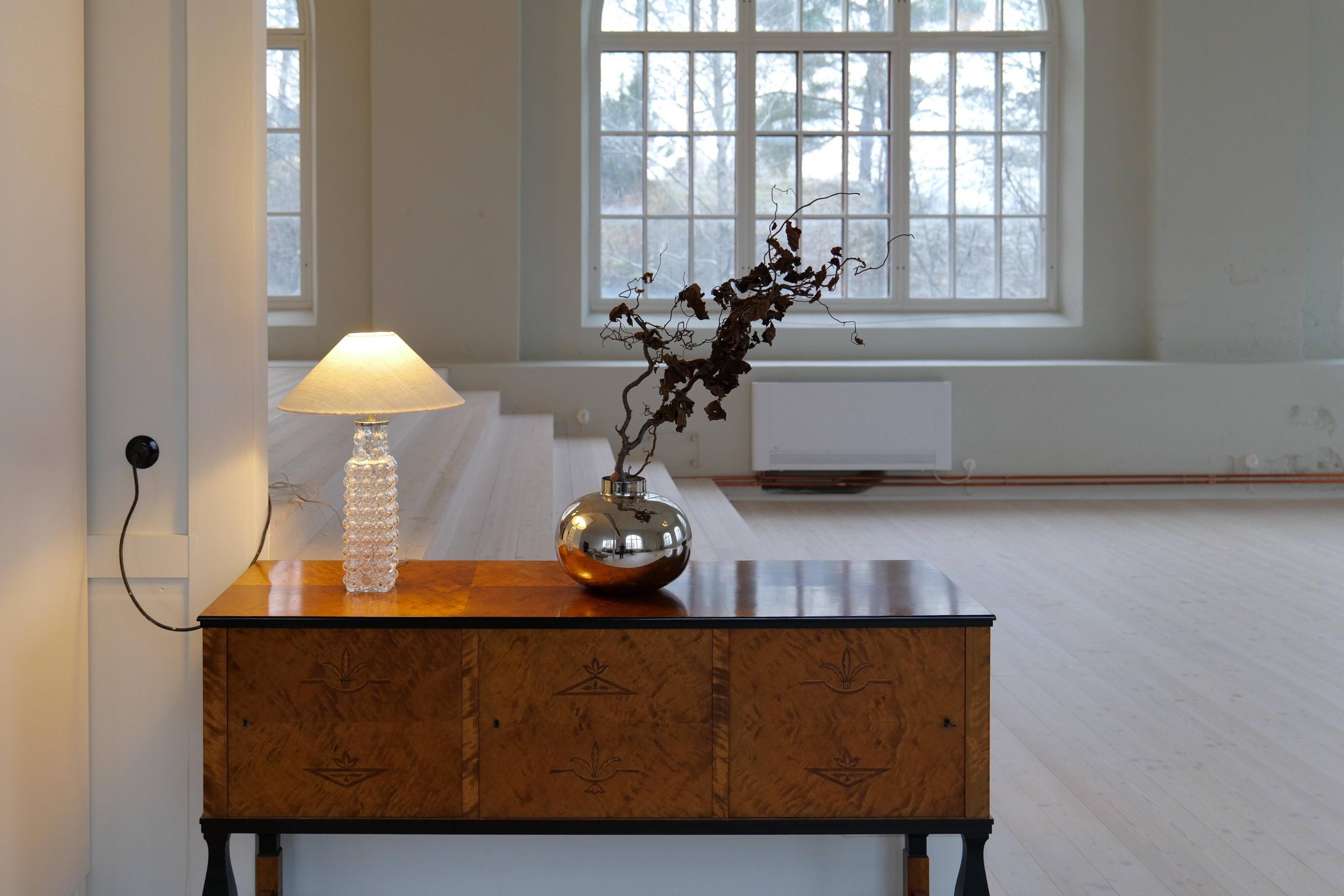 Rare Midcentury Modern crystal bubble table lamp by Orrefors Carl Fagerlund.