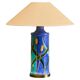 'Reed' table lamp in pottery and brass, mid-century style, 1960.