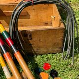 Old vintage wooden croquet game