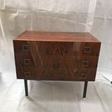Commode 3 tiroirs laquée placage palissandre