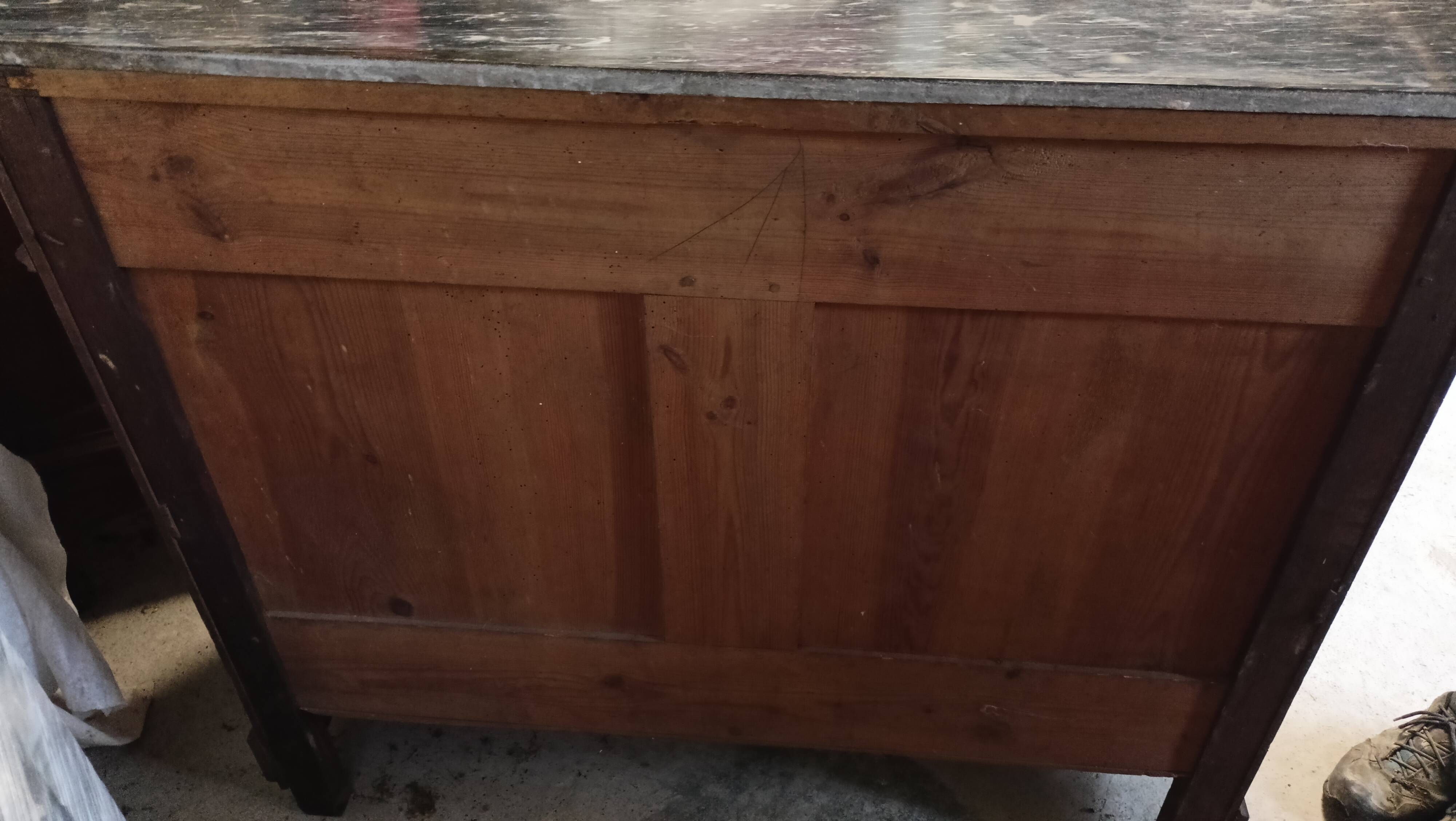 19th century Louis Philippe marble and walnut chest of drawers