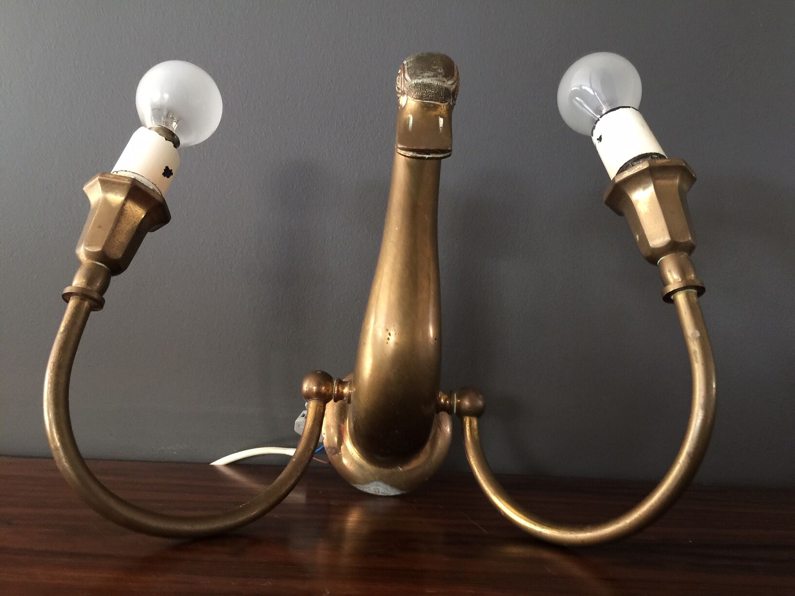 Pair d swans solid brass wall light