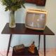 Meuble TV formica, 2 plateaux, sur roulettes atypiques incurvées - Années 60