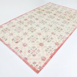 6x10 Vintage Beige & Powder Pink Floral Handmade Vintage Rug, 186x295 Cm