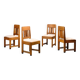 Dutch Art Deco Amsterdam School Dining Chairs in Oak and light Fabric