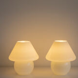 Pair of vintage mushroom lamp in blown glass