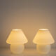 Paire de lampes vintage champignon en verre soufflé