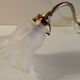 Swan neck wall lights in porcelain, brass and glass - mid 20th century.
