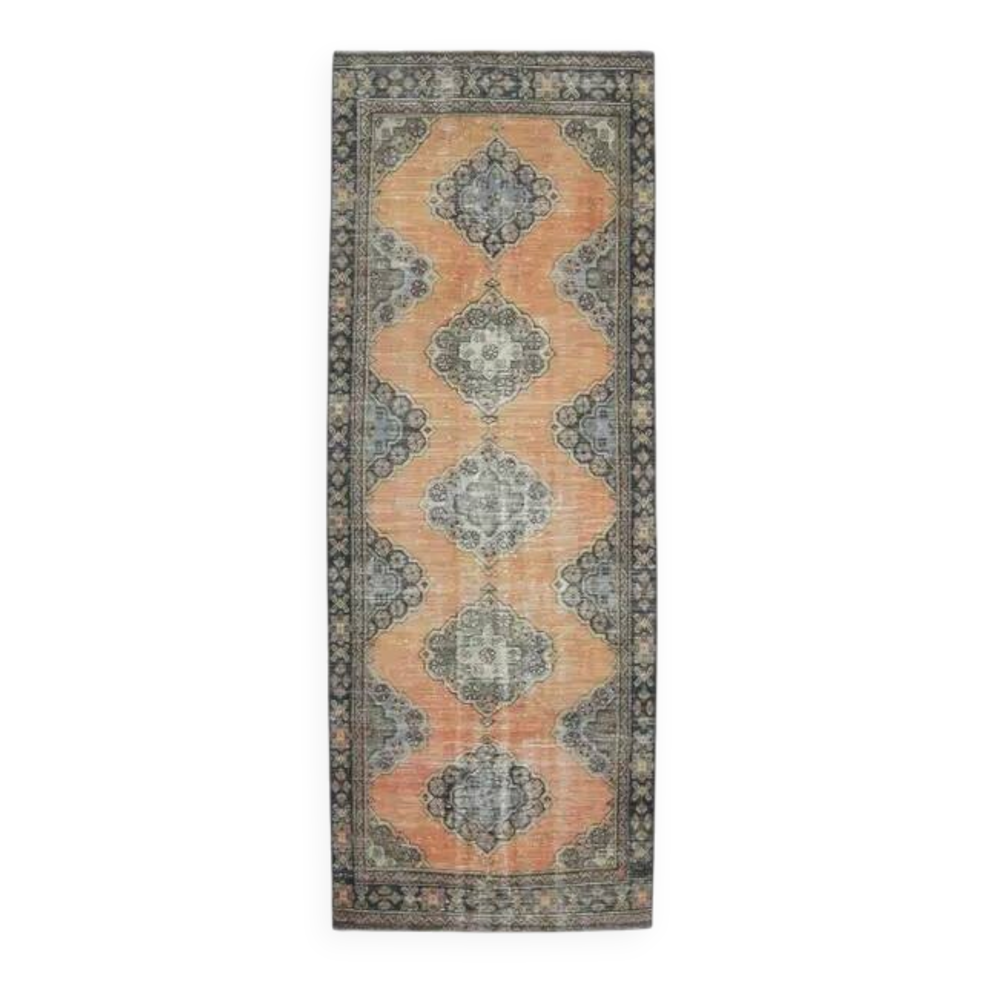 Vintage Turkish Hand-Knotted Runner 125x340