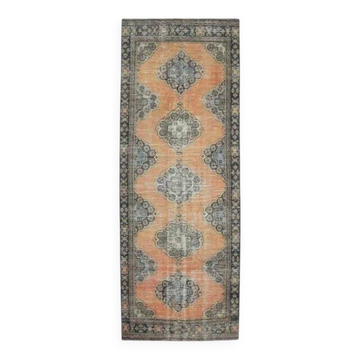 Vintage Turkish Hand-Knotted Runner 125x340