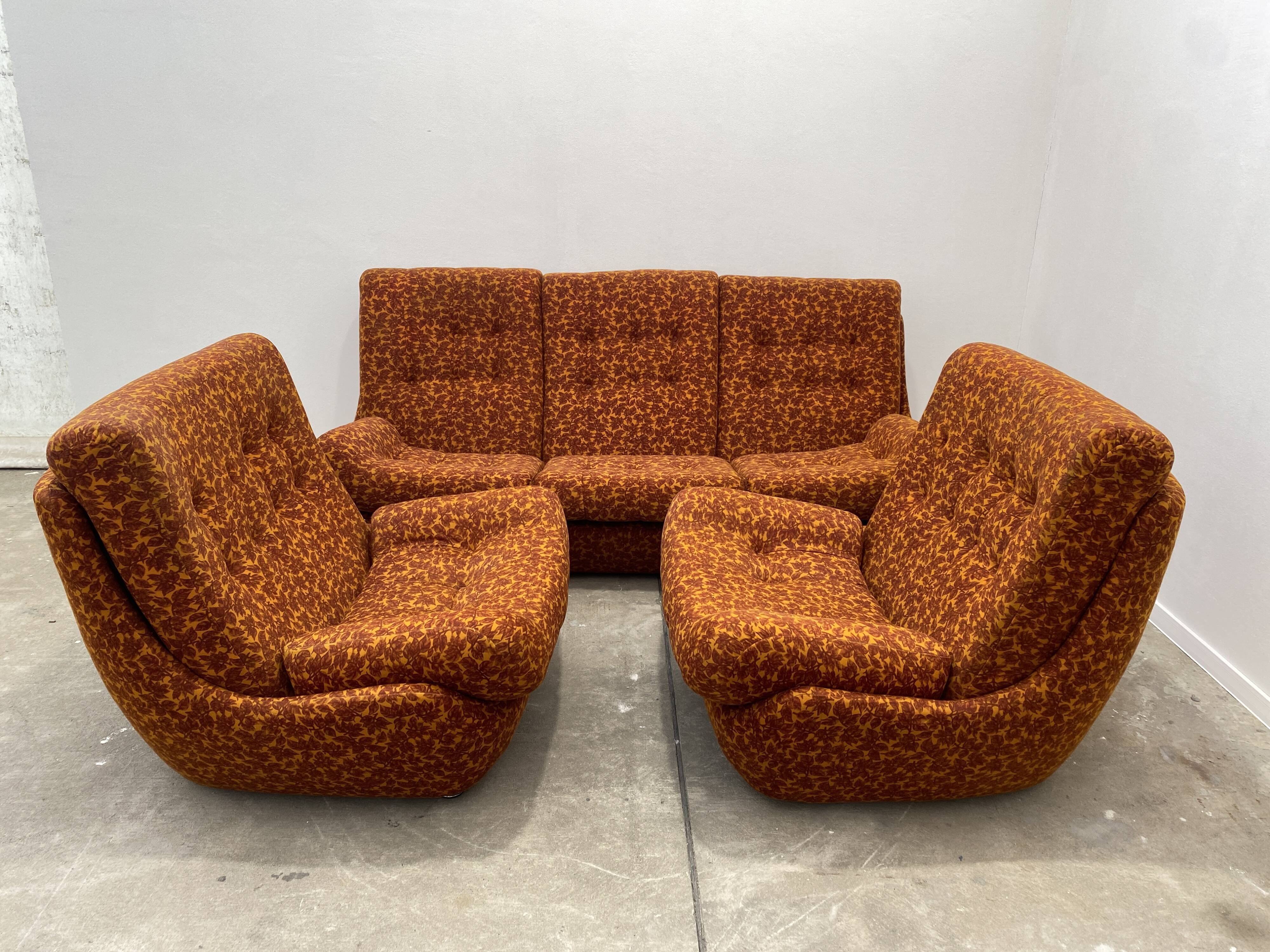 eastern bloc vintage living room set by jitona, czechoslovakia, 1970s