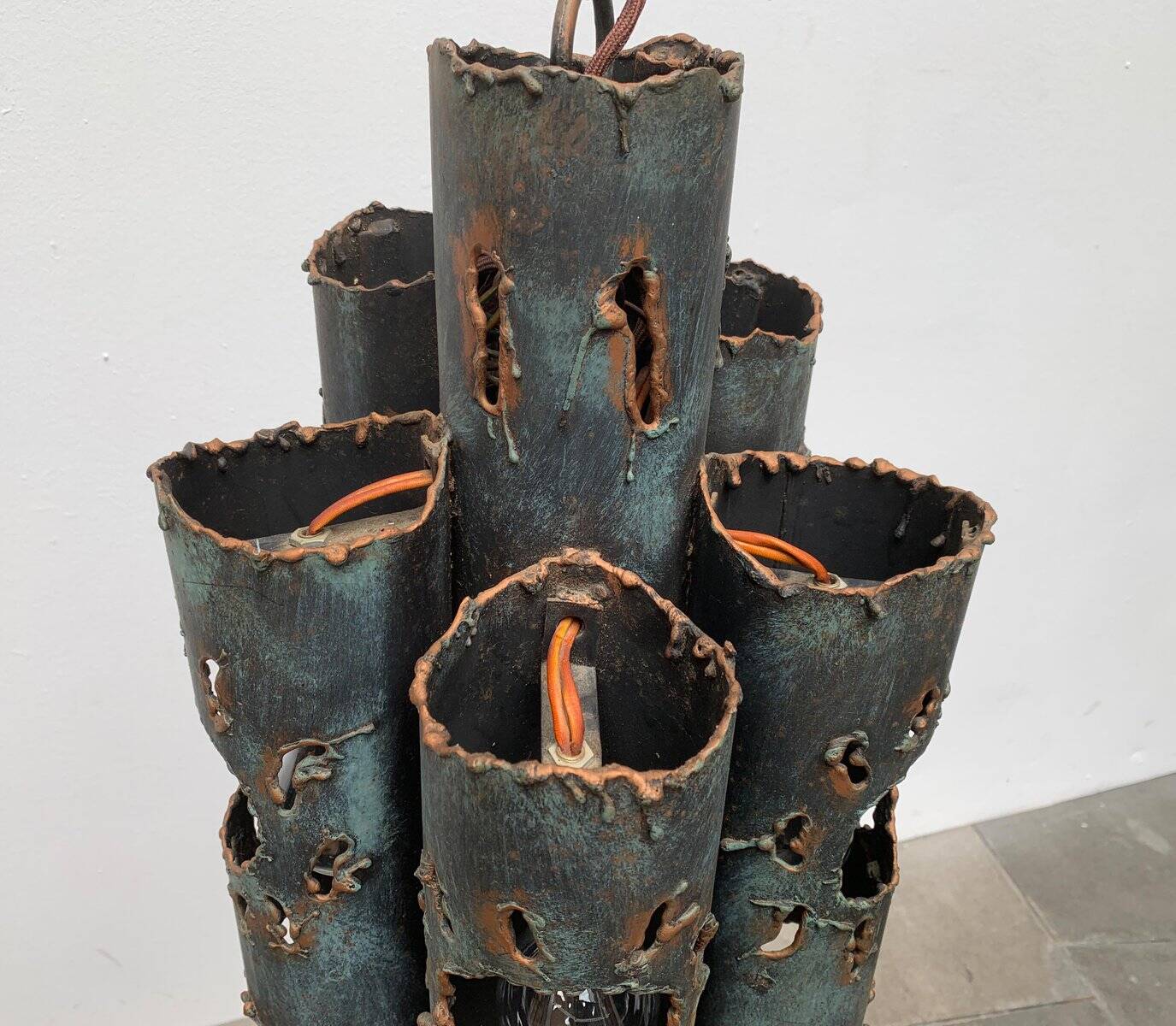 Brutalist Mid-Century Metal Pendant