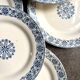 6 flat plates Gien in ironstone, "Arabesques" service, 1880-1930