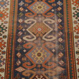 Tapis d'orient caucasien ancien fait main kazak 160 X 100cm