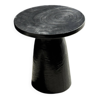 Table d'appoint en manguier massif noir (monoxyle) piètement conique