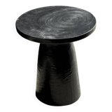 Black solid mango side table (monoxyle) with conical legs