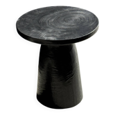 Black solid mango side table (monoxyle) with conical legs