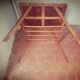 Scandinavian table with compass legs + magazine rack.
