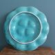 Turquoise barbotine oyster dish Gien France