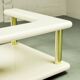 White High Gloss Free Form Italian Design Coffee Table w. Brass Accents 70s