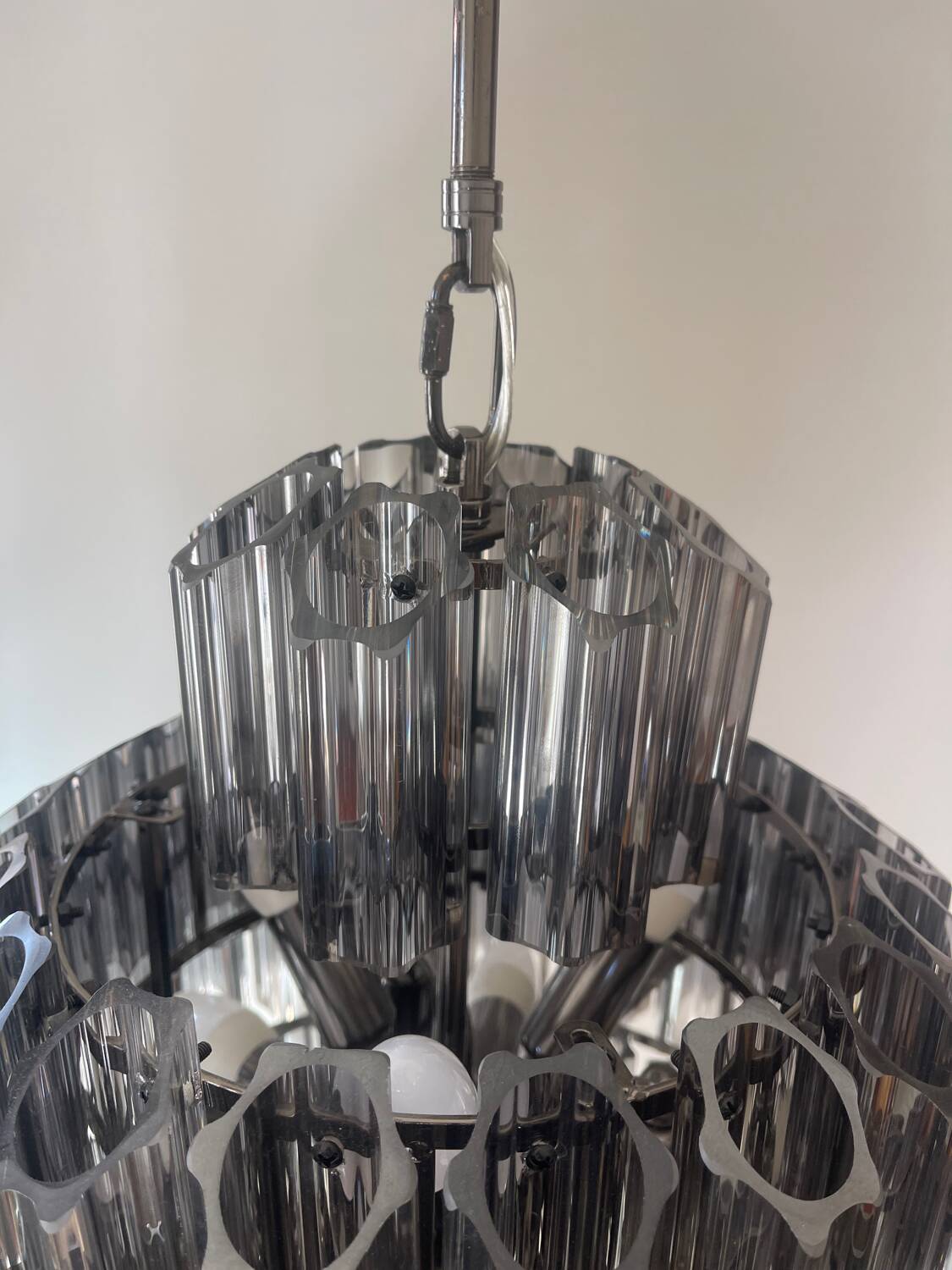 Lustre XL suspension verre fumé gris