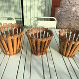 Trois cache pots vintage en bambou