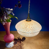Vintage pink and gold clichy glass lampshade pendant light