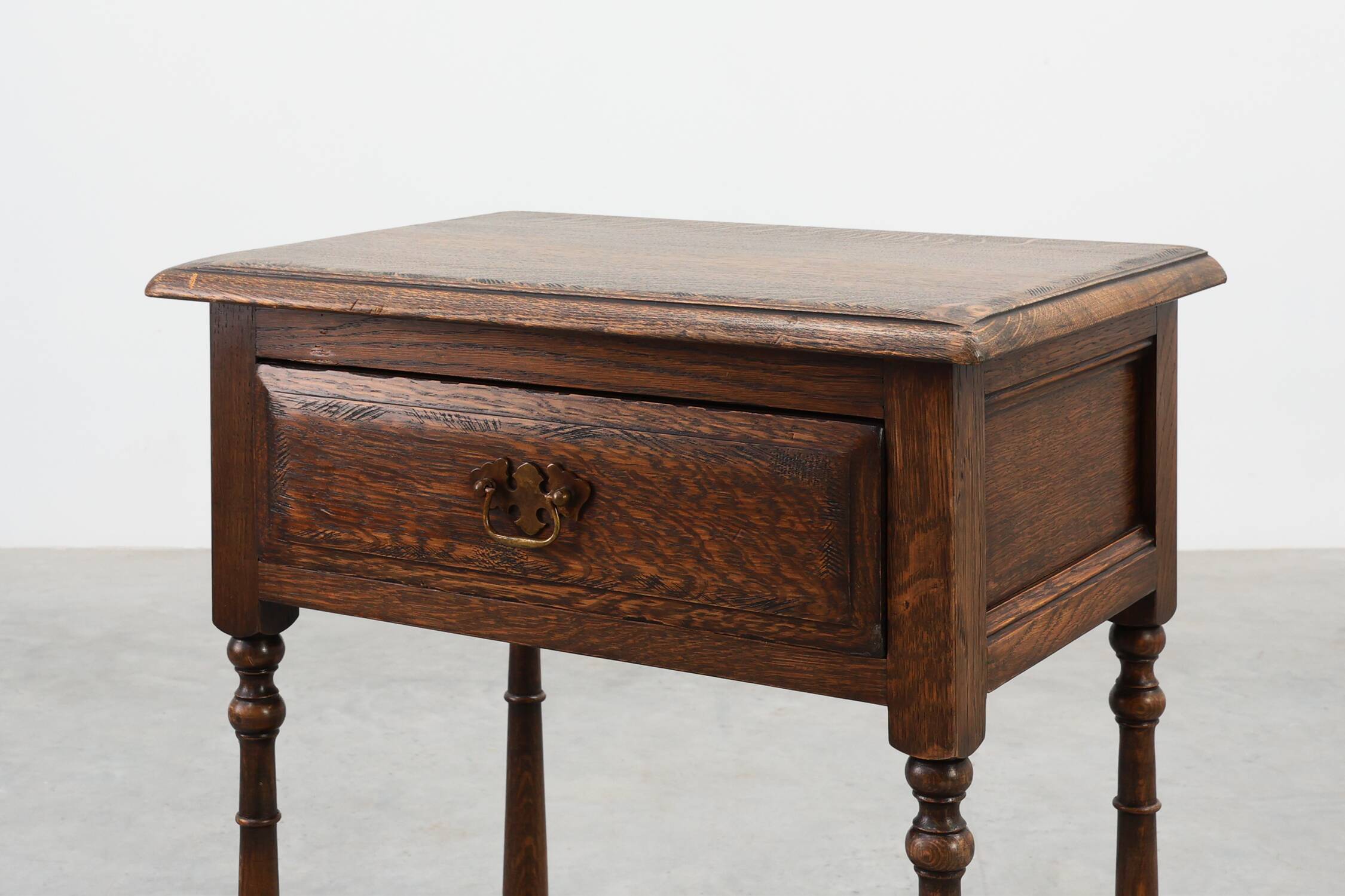 Small rustic cabinet with drawer or nightstand in oak, France 19th century
