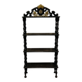 Blackened wooden shelf.