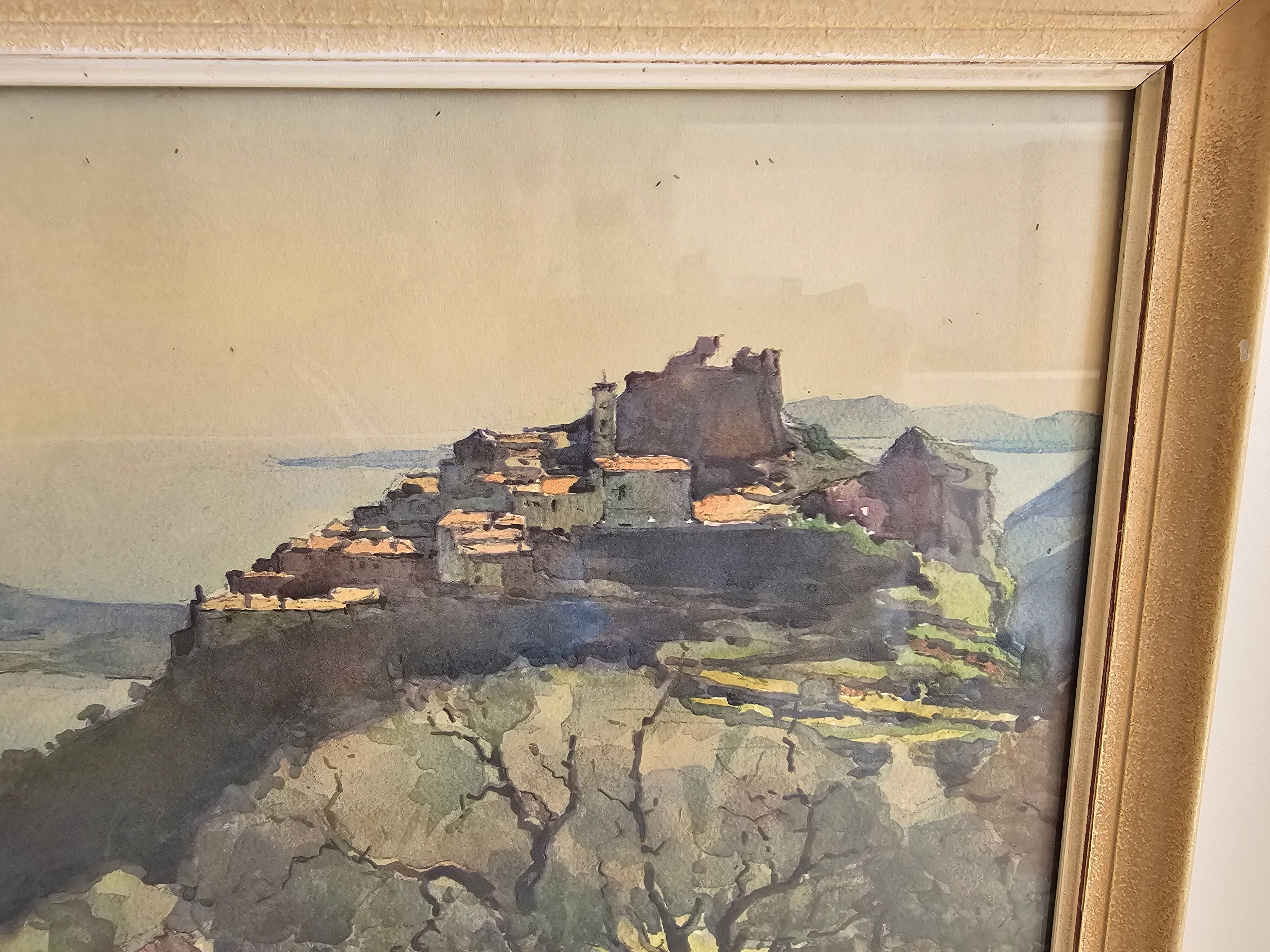 Old lithograph - Landscape Riviera Mediterranean Eze - A. Marc